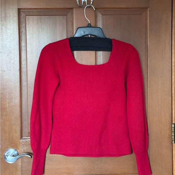 NWT Madewell SoftWool Square-Neck Pullover Sweater Red Bright Cherry S $128 - Picture 5 of 5
